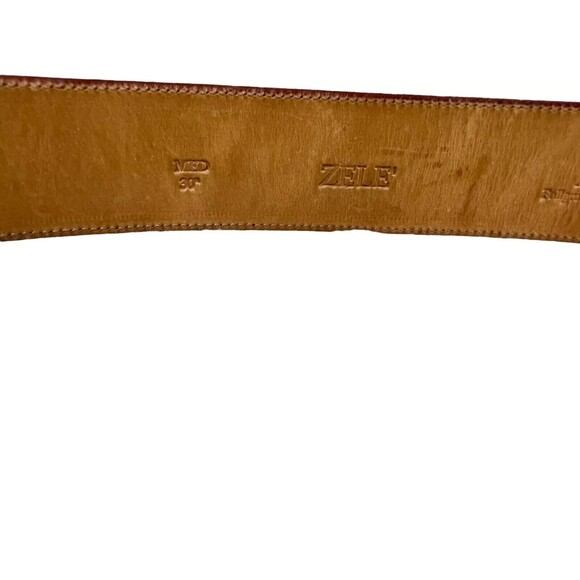 Zele Western Belt  Women's M  Brown Croc Embossed Leather w Decorative Buckle - Picture 9 of 9